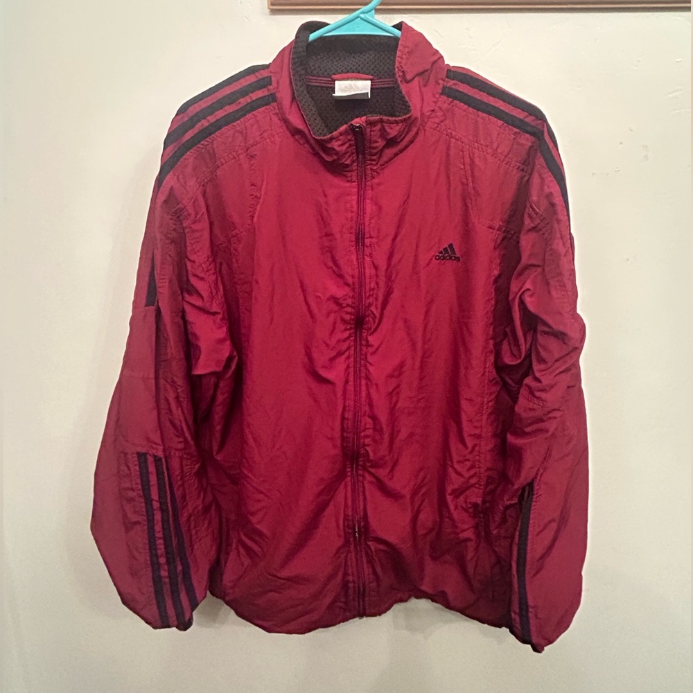 Maroon adidas windbreaker